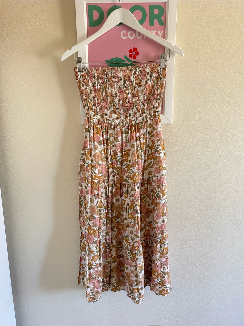 Petal & Pup Vivienne Floral Strapless Smocked Midi Dress in US 0 - Picture 4 of 6